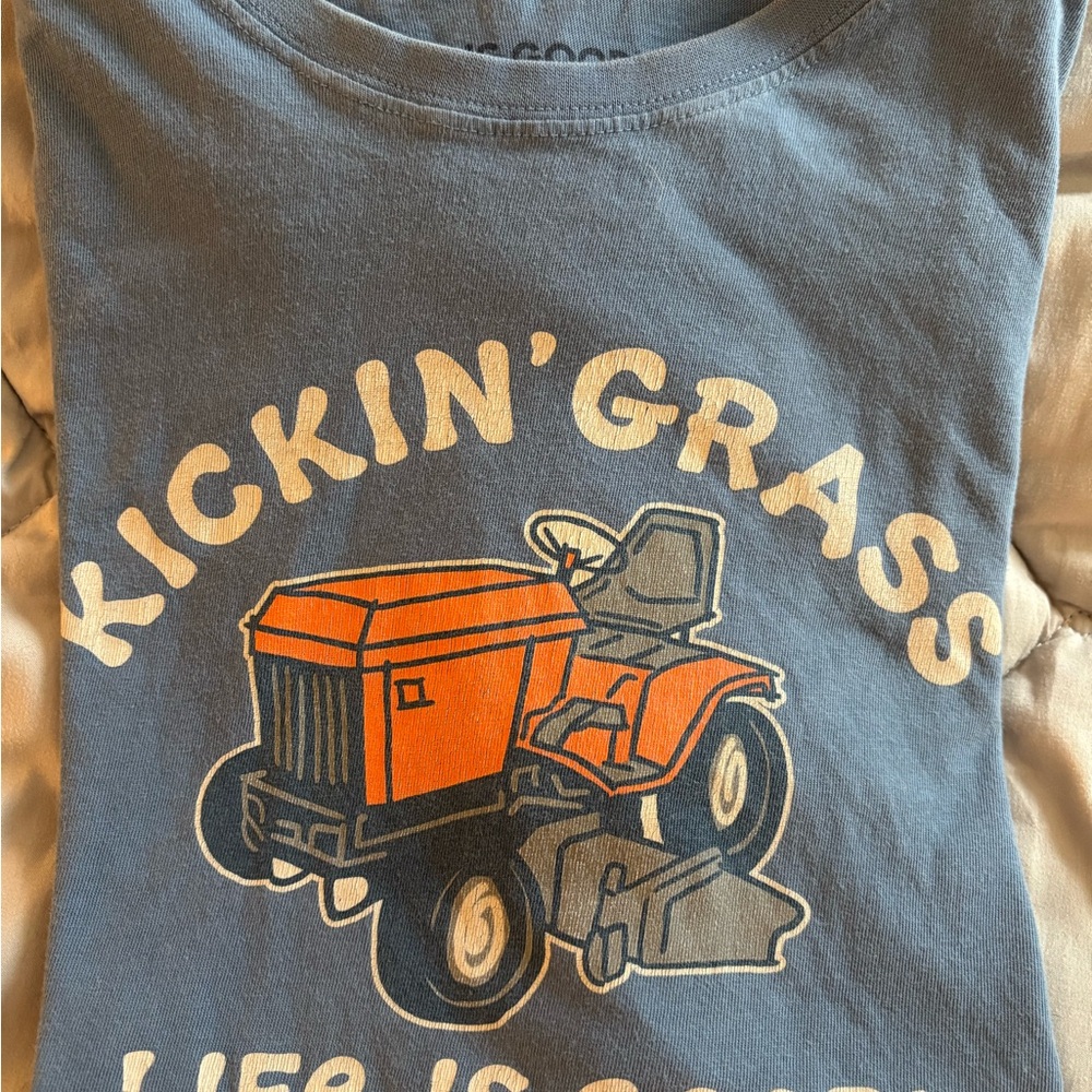 Life Is Good Blue Tractor Graphic T-Shirt